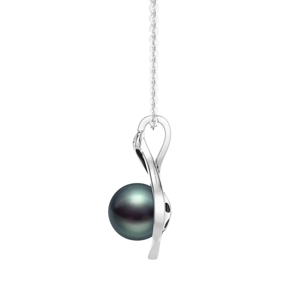 8MM Tahitian Pearl And Moissanite Twist Pendant Necklace sold by MSBLUE Jewelry product image thumbnail 2