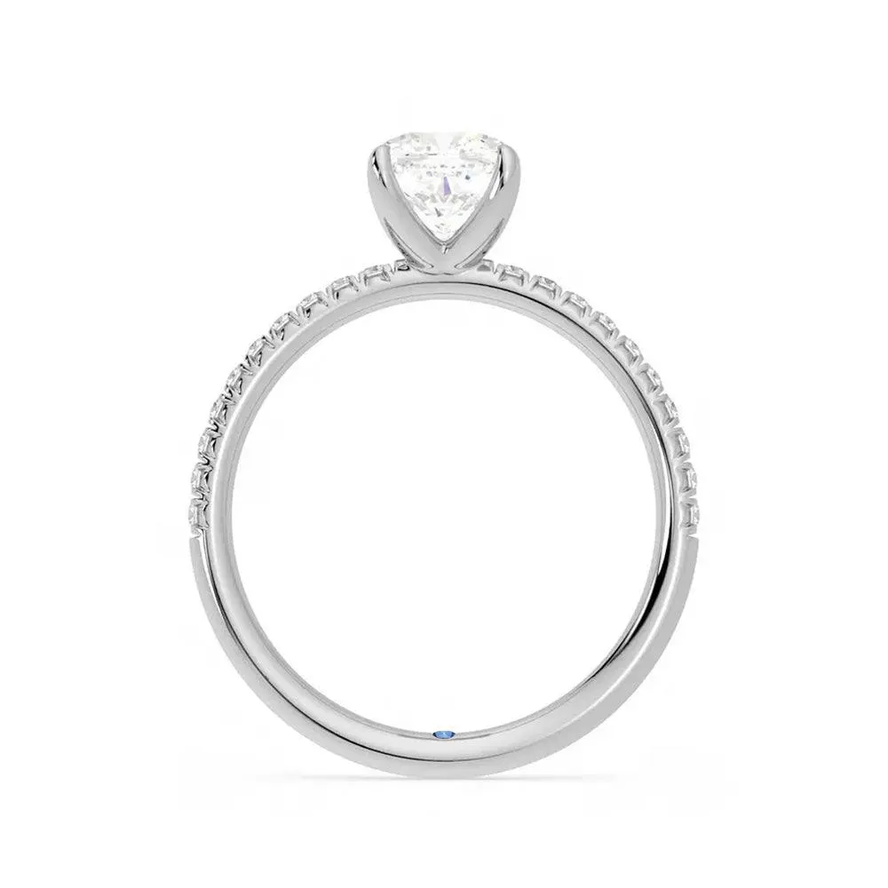 Four Prong Cushion Cut Moissanite Engagement Ring with Hidden Anniversary Stone Accent sold by MSBLUE Jewelry product image thumbnail 3