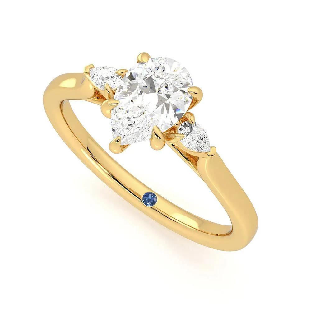 Three Stone Pear Cut Moissanite Engagement Ring with Hidden Anniversary Stone Accent sold by MSBLUE Jewelry product image thumbnail 5