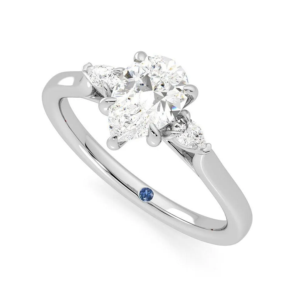 Three Stone Pear Cut Moissanite Engagement Ring with Hidden Anniversary Stone Accent sold by MSBLUE Jewelry product image thumbnail 2