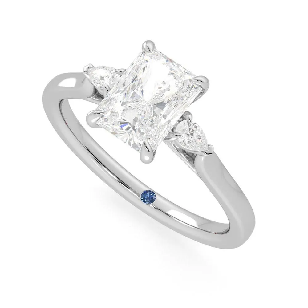 Three Stone Radiant Cut Engagement Ring with Hidden Anniversary Stone Accent sold by MSBLUE Jewelry product image thumbnail 2