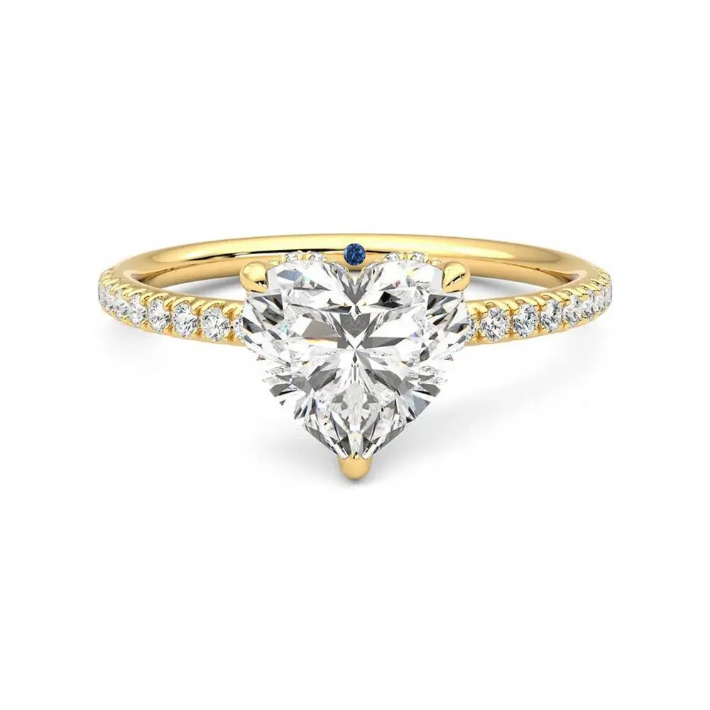 Heart Shaped Moissanite Engagement Ring with Hidden Halo and Anniversary Stone Accent sold by MSBLUE Jewelry product image thumbnail 4