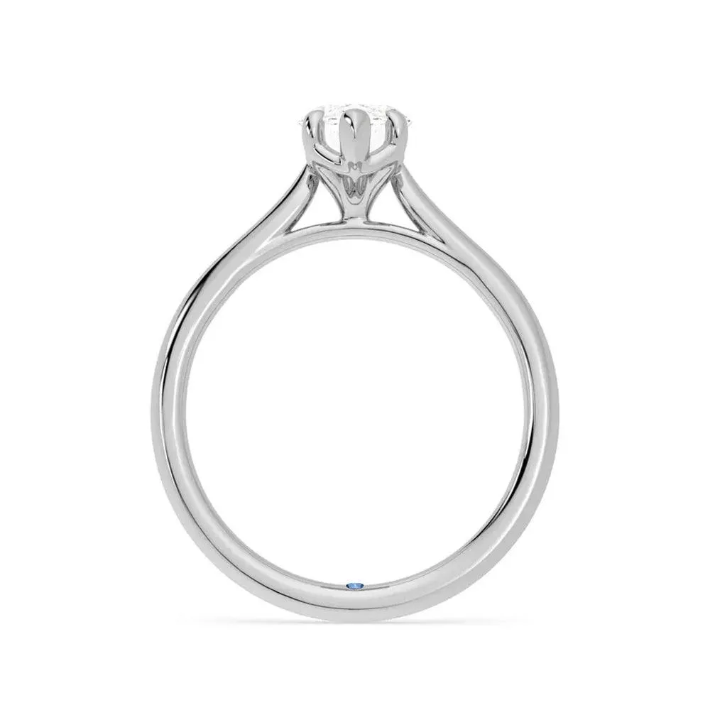 Six Prong Solitaire Marquise Cut Moissanite Engagement Ring with Hidden Anniversary Stone Accent sold by MSBLUE Jewelry product image thumbnail 3