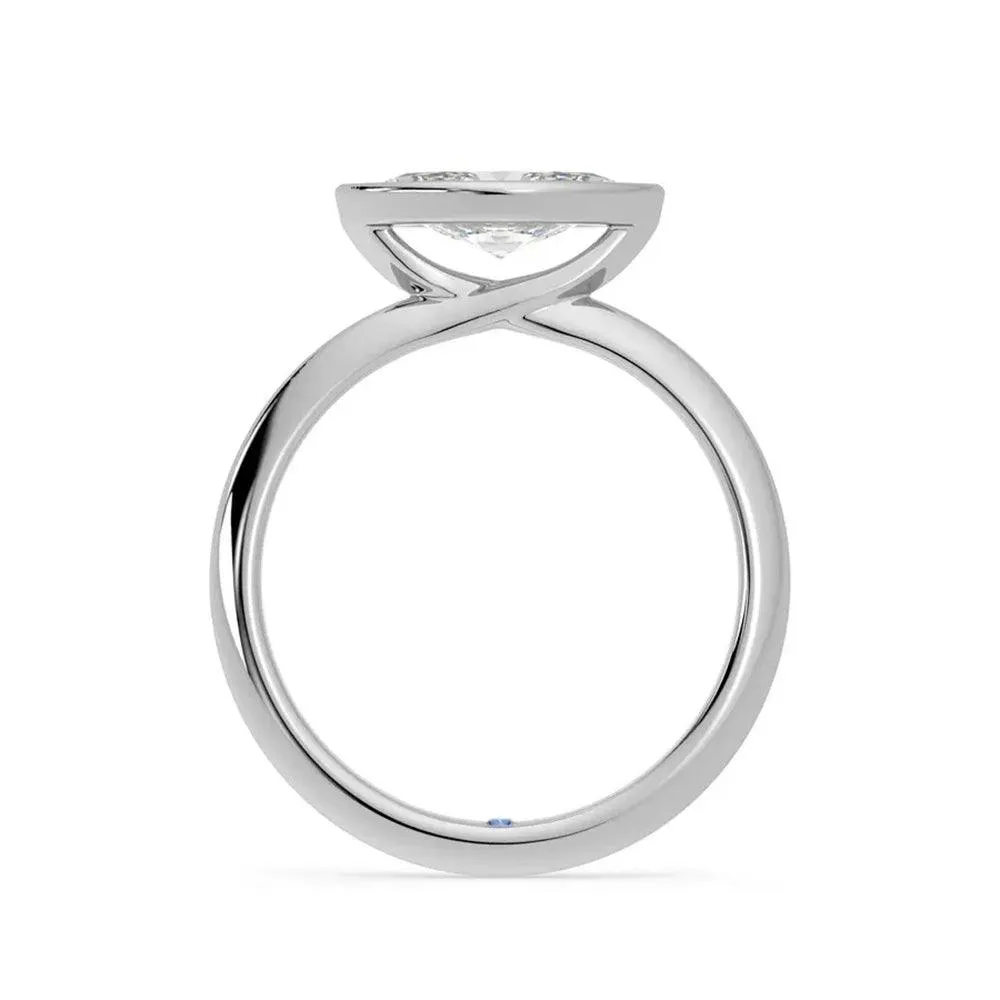 East West Bezel Set Marquise Cut Moissanite Engagement Ring with Hidden Anniversary Stone Accent sold by MSBLUE Jewelry product image thumbnail 3