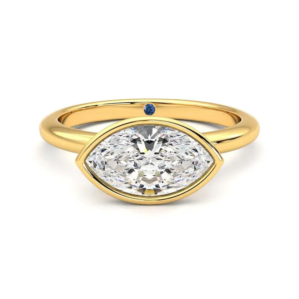 East West Bezel Set Marquise Cut Moissanite Engagement Ring with Hidden Anniversary Stone Accent sold by MSBLUE Jewelry product image thumbnail 4