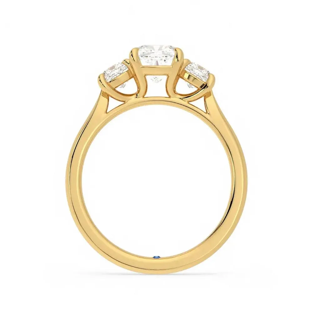 Four Prong Three Stone Cushion Cut Moissanite Engagement Ring with Hidden Anniversary Stone Accent sold by MSBLUE Jewelry product image thumbnail 5