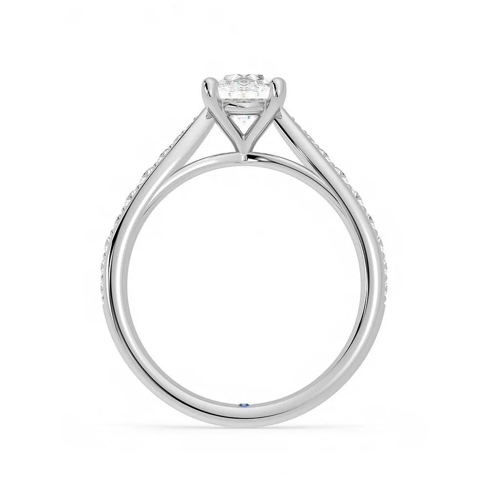 Oval Cut Moissanite Engagement Ring with Pavé Band and Hidden Anniversary Stone Accent sold by MSBLUE Jewelry product image thumbnail 3