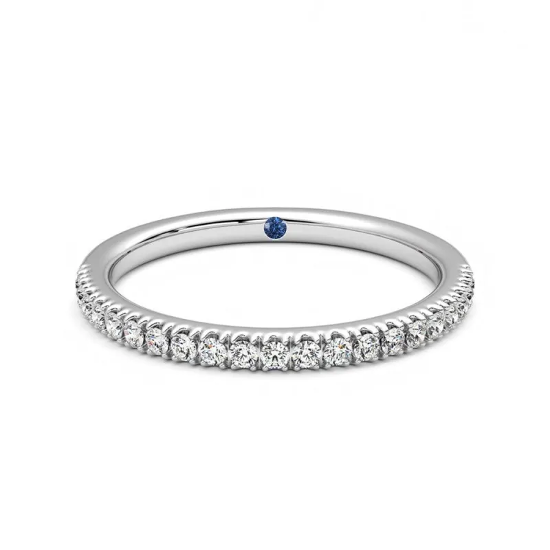 Classic Pavé Moissanite Wedding Band with Anniversary Stone Accent sold by MSBLUE Jewelry