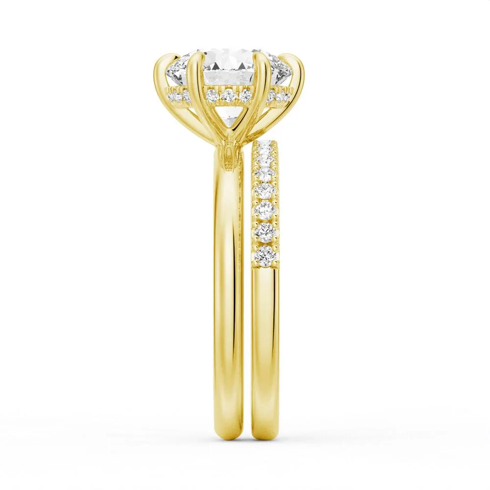 Six Prong Solitaire Hidden Halo Moissanite Ring Set with Matching Wedding Band sold by MSBLUE Jewelry product image thumbnail 5