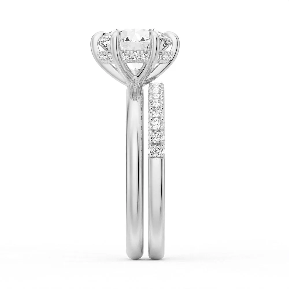 Six Prong Solitaire Hidden Halo Moissanite Ring Set with Matching Wedding Band sold by MSBLUE Jewelry product image thumbnail 4