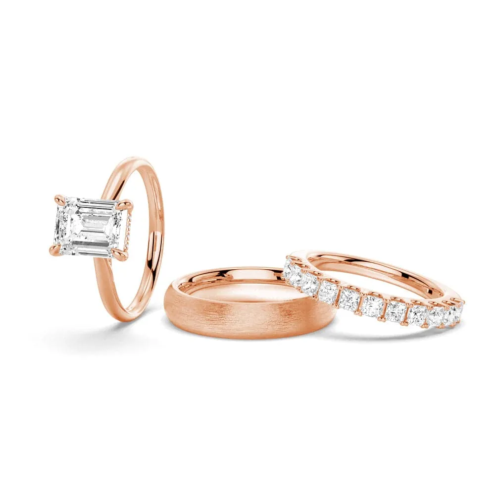 Emerald Cut Hidden Halo Moissanite Couple's Ring Set with Men's Wedding Band sold by MSBLUE Jewelry product image thumbnail 3