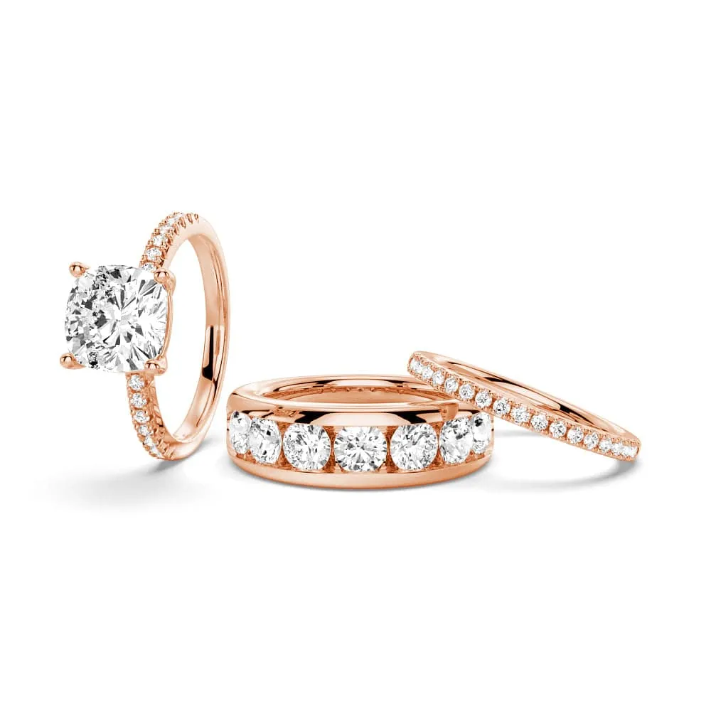 1.5 CT. Cushion Shaped Moissanite Couple's Ring Set with Men's Wedding Band sold by MSBLUE Jewelry product image thumbnail 3