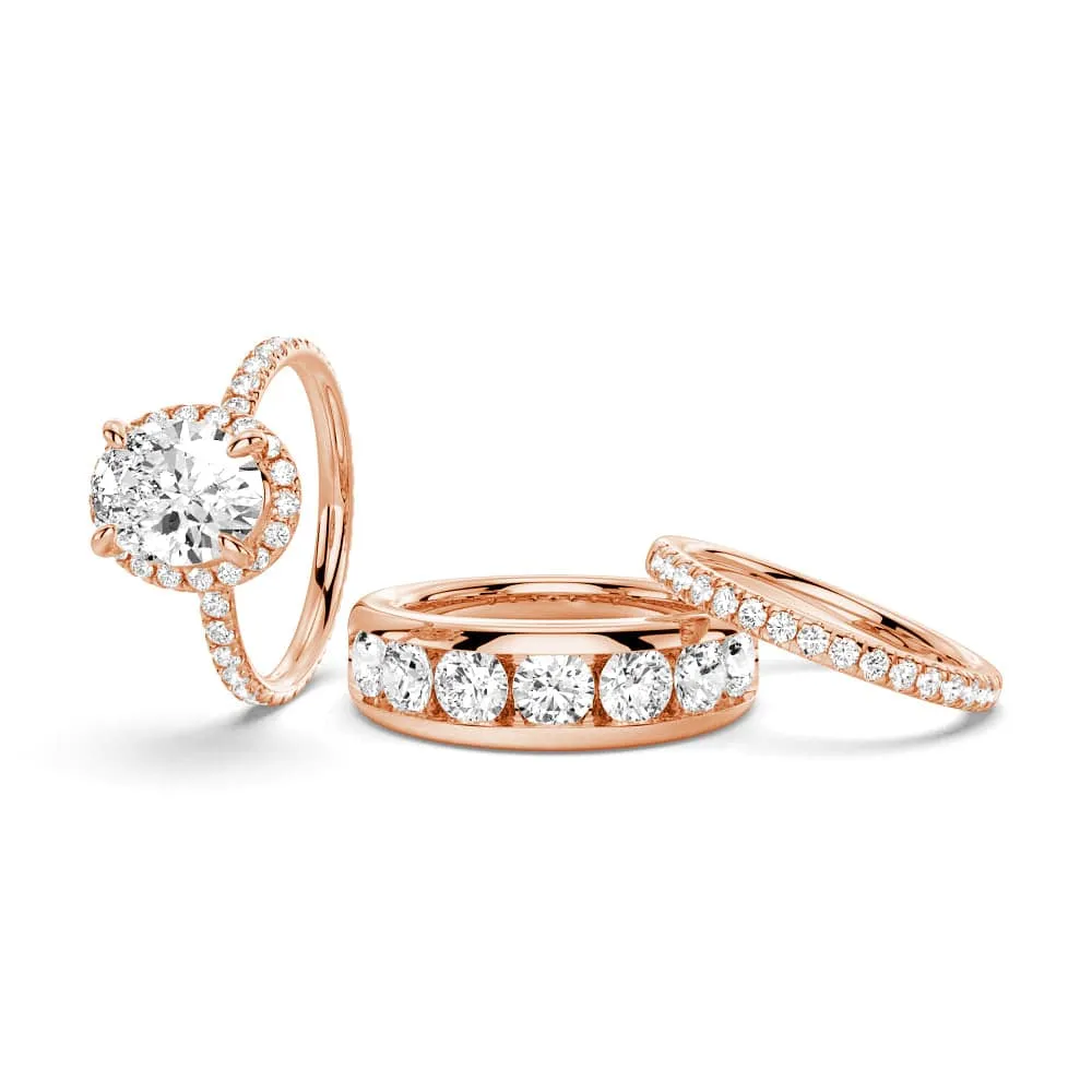 Oval Shaped Moissanite Couple's Ring Set with Men's Wedding Band sold by MSBLUE Jewelry product image thumbnail 3