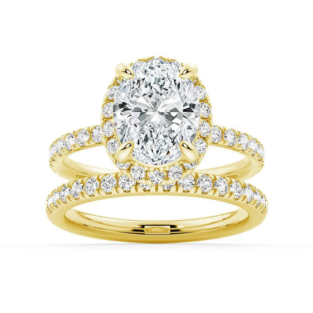 Oval Shaped Moissanite Couple's Ring Set with Men's Wedding Band sold by MSBLUE Jewelry product image thumbnail 4