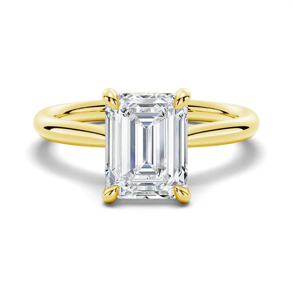 Emerald Cut Hidden Halo Moissanite Ring Set with Matching Wedding Band sold by MSBLUE Jewelry product image thumbnail 5