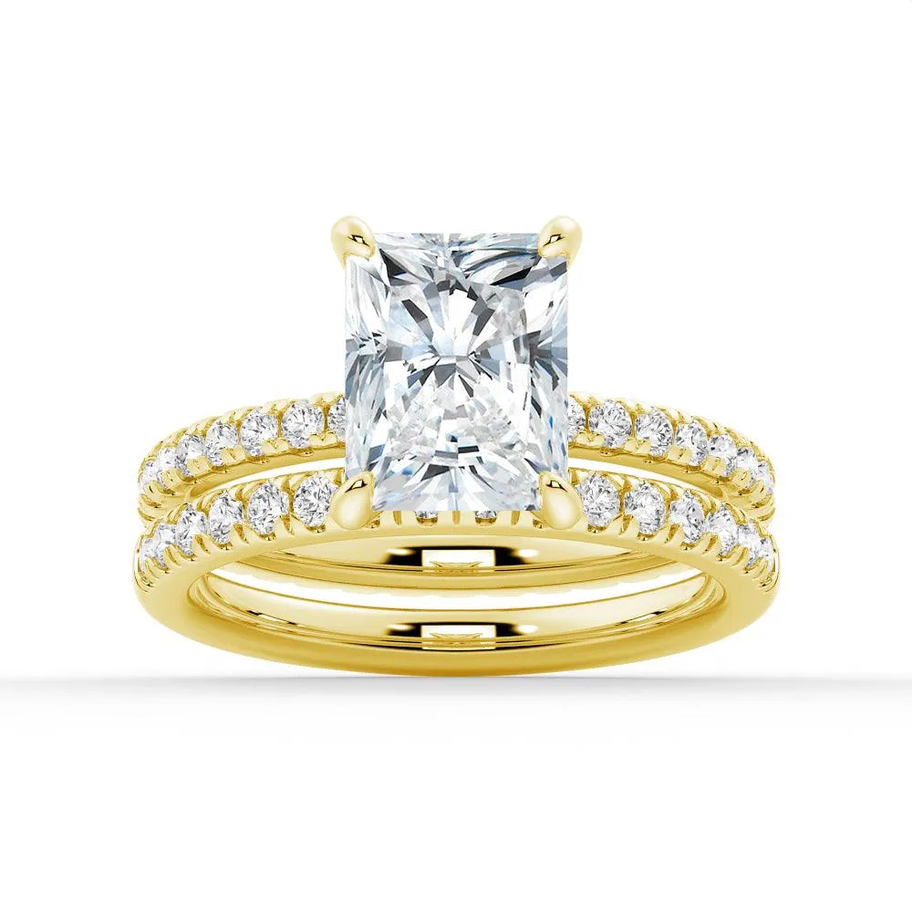 Solitaire Radiant Cut Moissanite Ring Set with Matching Wedding Band sold by MSBLUE Jewelry product image thumbnail 2