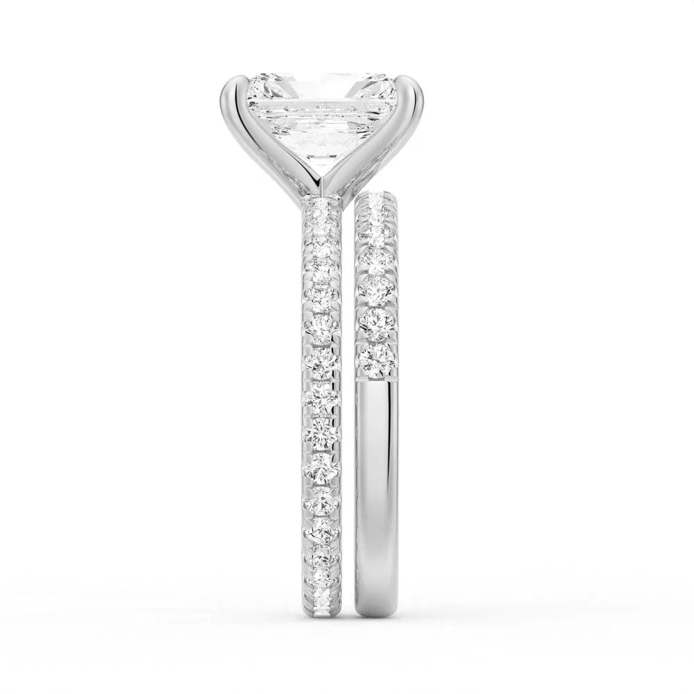 Solitaire Radiant Cut Moissanite Ring Set with Matching Wedding Band sold by MSBLUE Jewelry product image thumbnail 4