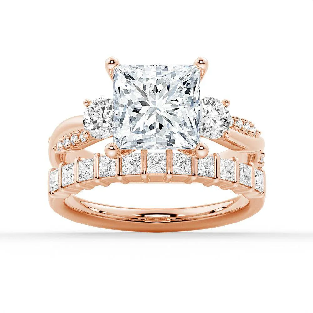 Twist Band Princess-Cut Moissanite Engagement Ring Set with Matching Wedding Band sold by MSBLUE Jewelry product image thumbnail 3