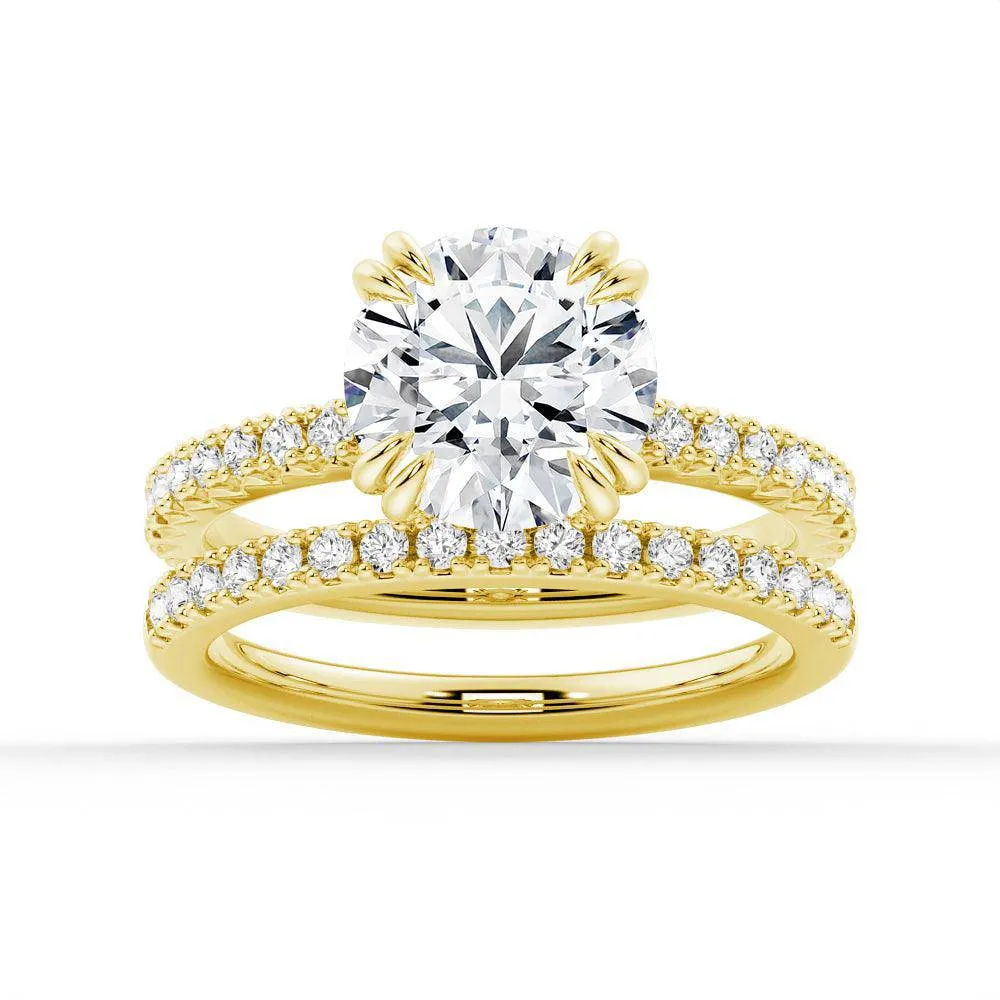 Round Cut Moissanite Ring Set with Matching Wedding Band sold by MSBLUE Jewelry product image thumbnail 2