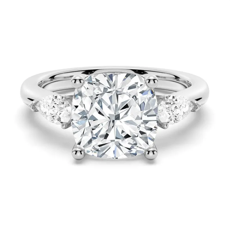 Classic Cushion Cut Three Stone Engagement Ring sold by MSBLUE Jewelry