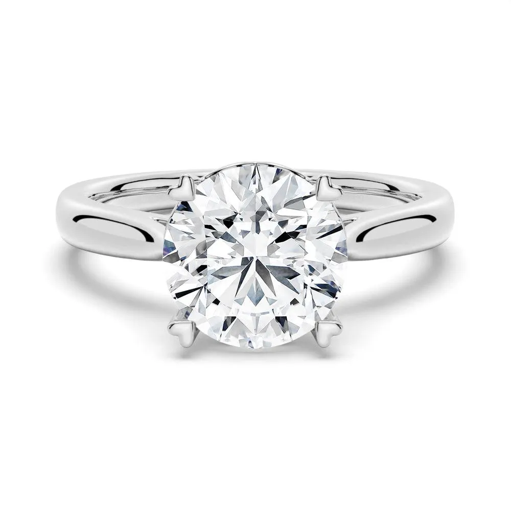 Secret Solitaire Round Moissanite Engagement Ring sold by MSBLUE Jewelry