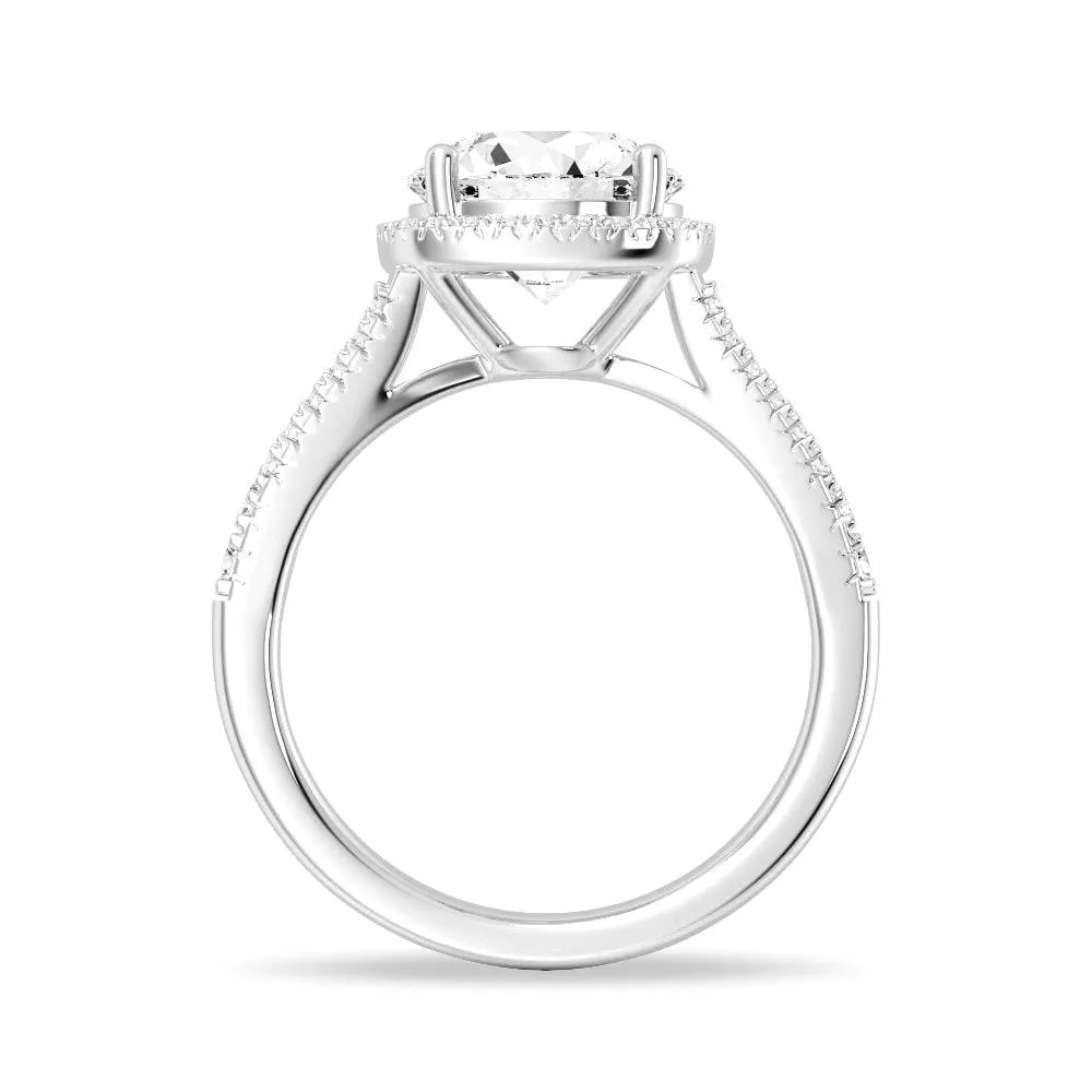 Halo Round Moissanite Silver Engagement Ring sold by MSBLUE Jewelry product image thumbnail 5