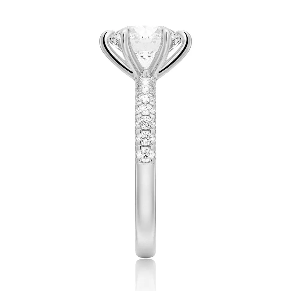 Six Prong French Pavé Moissanite Engagement Ring sold by MSBLUE Jewelry product image thumbnail 5