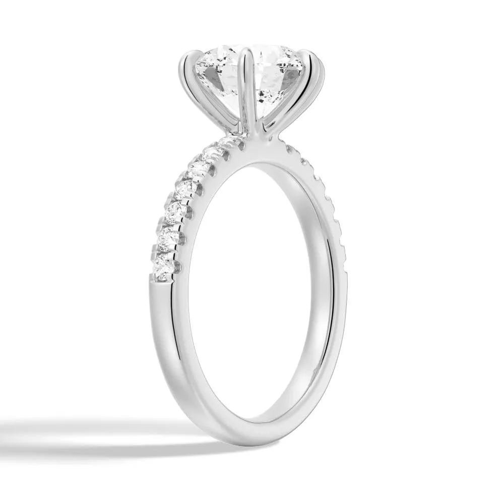 Six Prong French Pavé Moissanite Engagement Ring sold by MSBLUE Jewelry product image thumbnail 4
