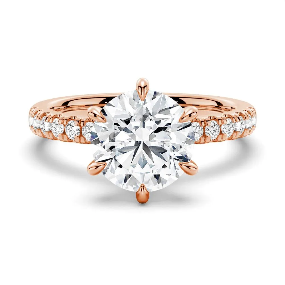 Six Prong French Pavé Moissanite Engagement Ring sold by MSBLUE Jewelry product image thumbnail 3