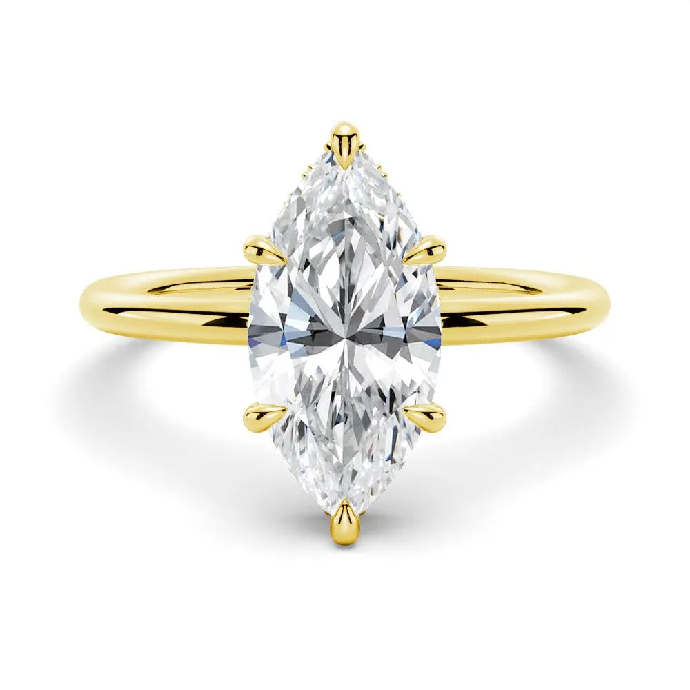 Petite Marquise Solitaire Moissanite Engagement Ring With Hidden Halo sold by MSBLUE Jewelry product image thumbnail 2