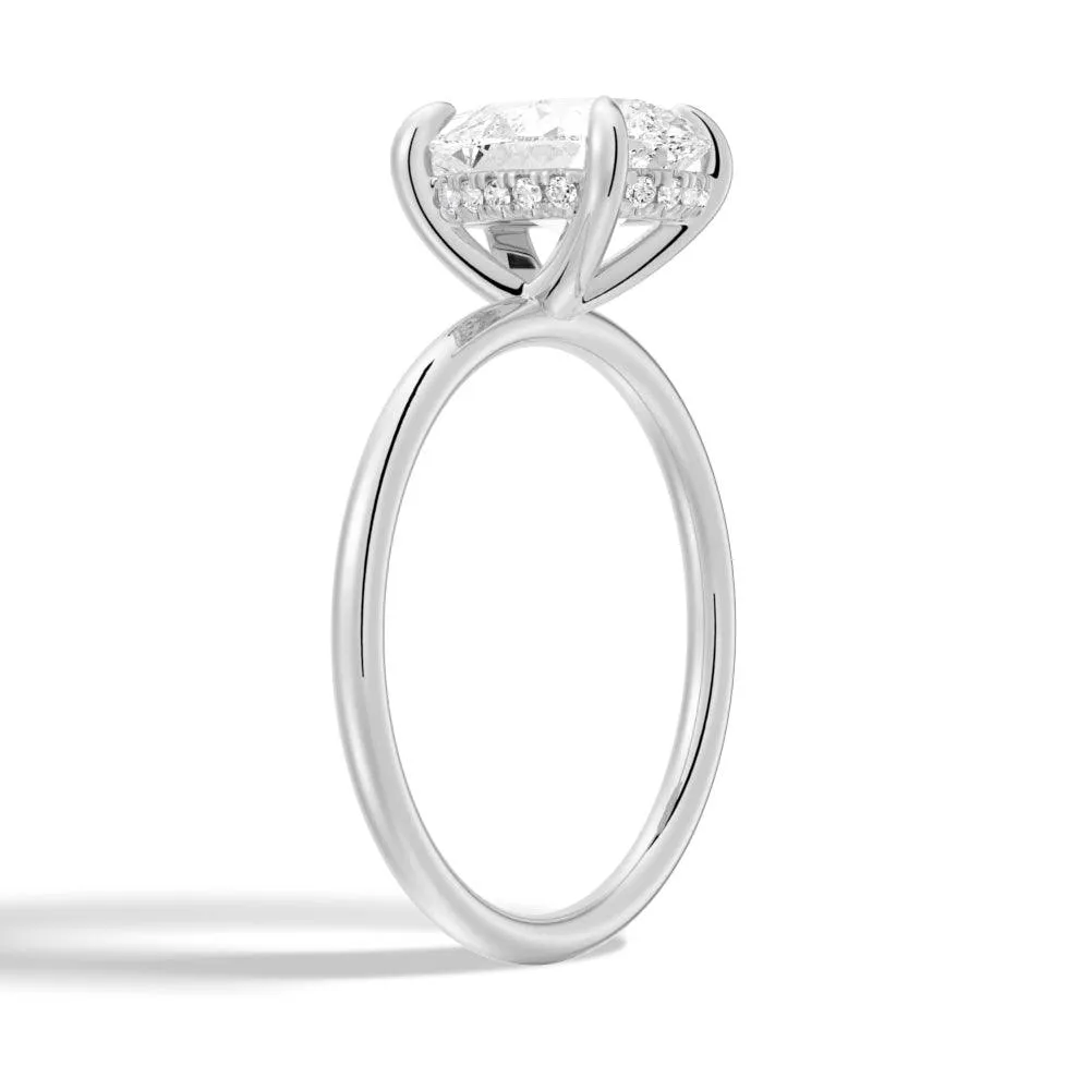 Pear Shaped Solitaire Moissanite Engagement Ring With Hidden Halo sold by MSBLUE Jewelry product image thumbnail 4