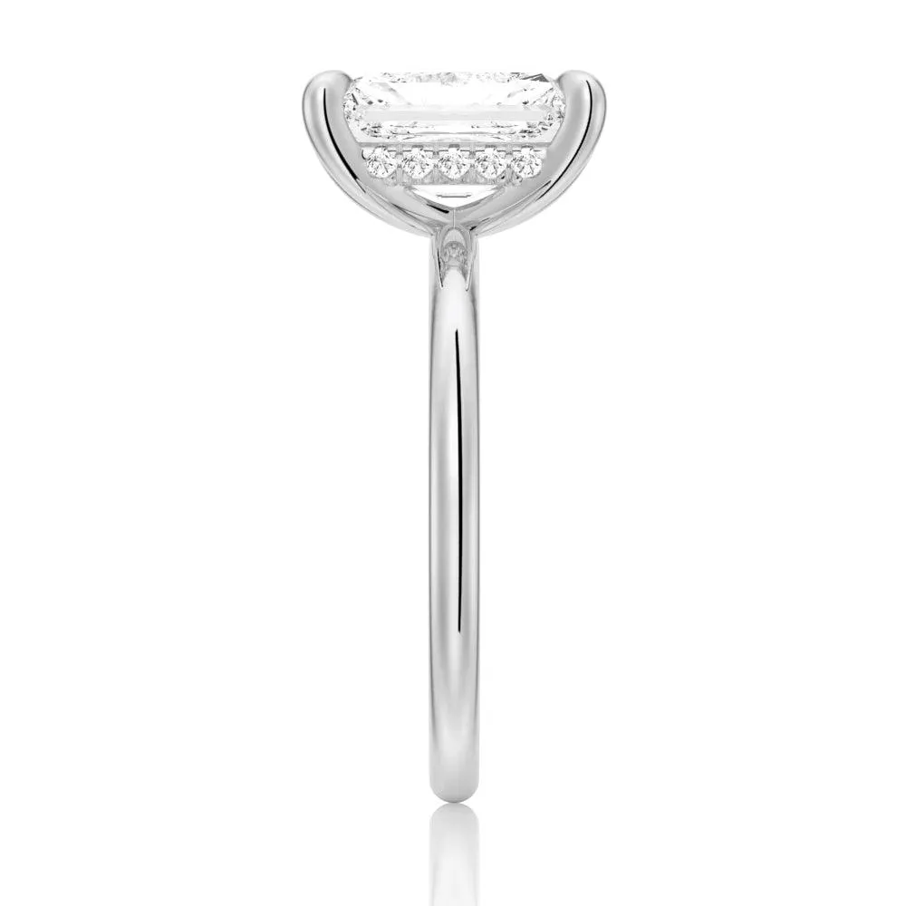 Four Prong Radiant Solitaire Moissanite Engagement Ring With Hidden Halo sold by MSBLUE Jewelry product image thumbnail 5