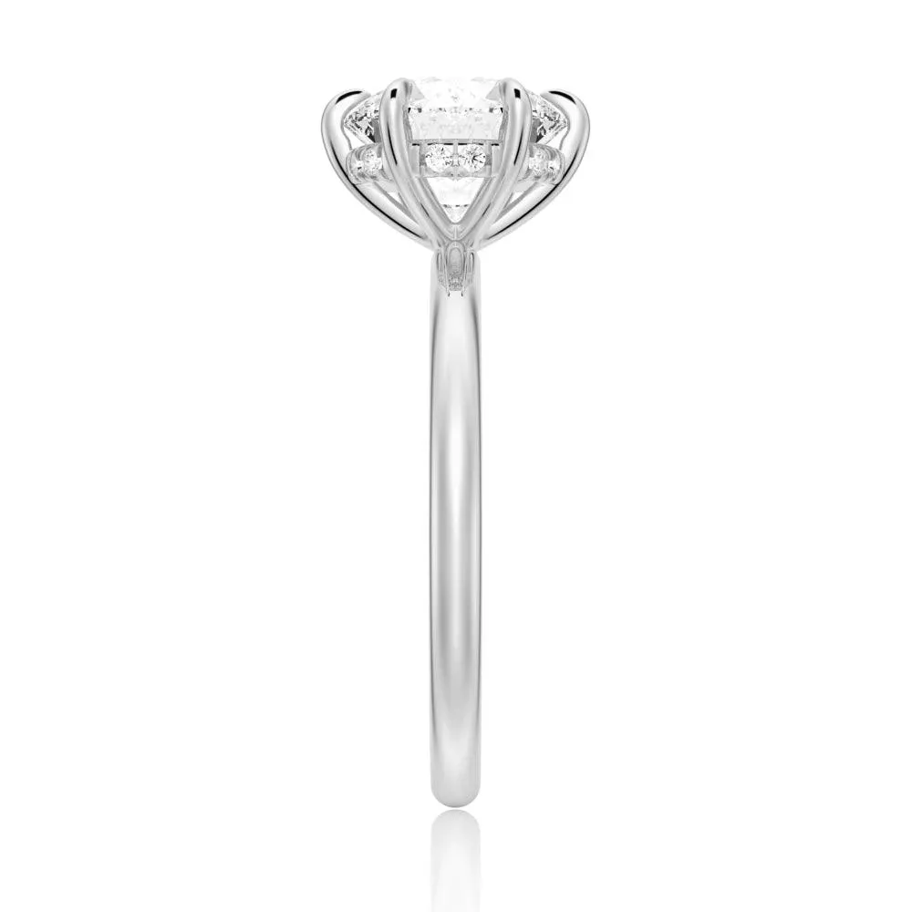 Six Prong Solitaire Moissanite Engagement Ring With Hidden Halo sold by MSBLUE Jewelry product image thumbnail 5