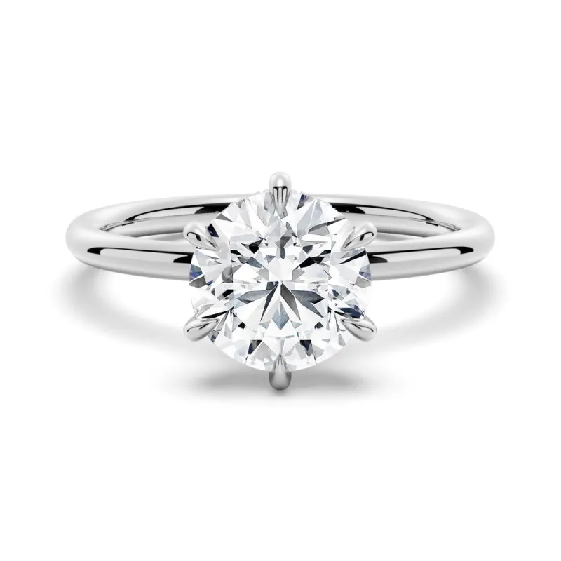 Six Prong Solitaire Moissanite Engagement Ring With Hidden Halo sold by MSBLUE Jewelry
