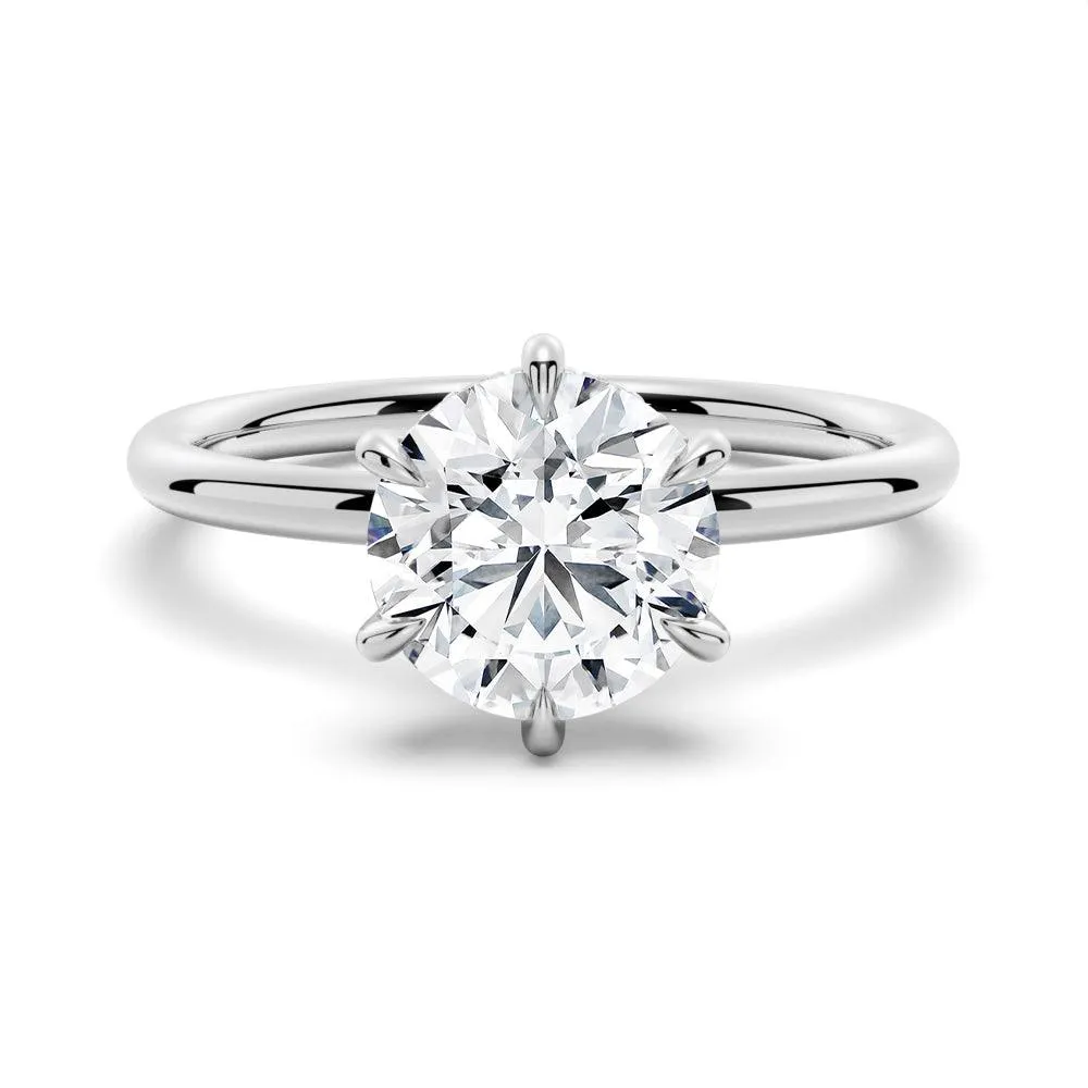Six Prong Solitaire Moissanite Engagement Ring With Hidden Halo sold by MSBLUE Jewelry