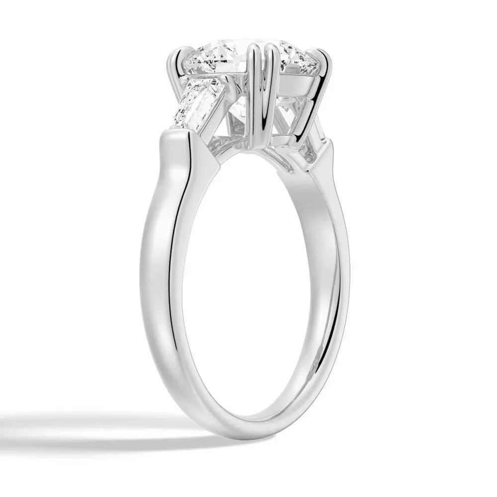 Round Cut Moissanite Engagement Ring with Tapered Baguette Side Stones sold by MSBLUE Jewelry product image thumbnail 4
