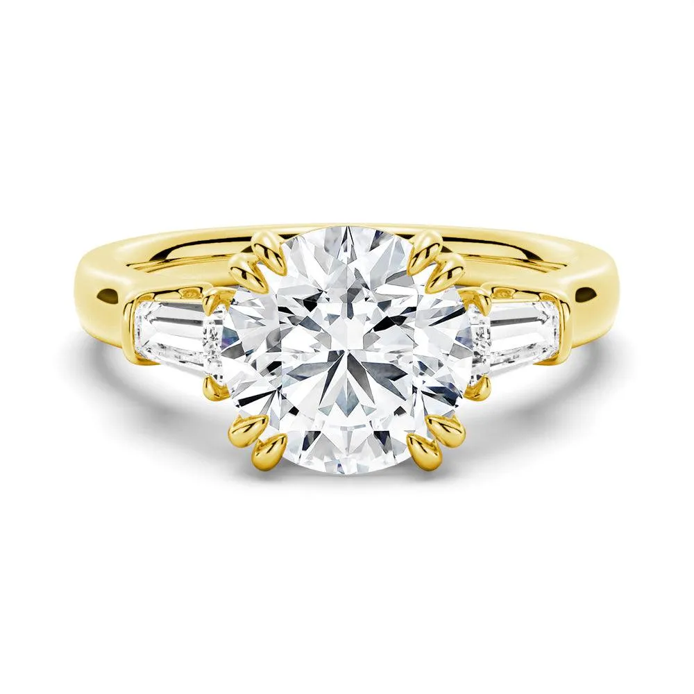 Round Cut Moissanite Engagement Ring with Tapered Baguette Side Stones sold by MSBLUE Jewelry product image thumbnail 2