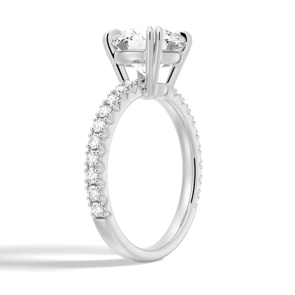 Moissanite Engagement Ring Solitaire With Pavé Accents sold by MSBLUE Jewelry product image thumbnail 4