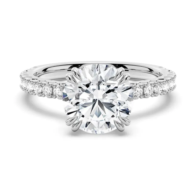 Moissanite Engagement Ring Solitaire With Pavé Accents sold by MSBLUE Jewelry