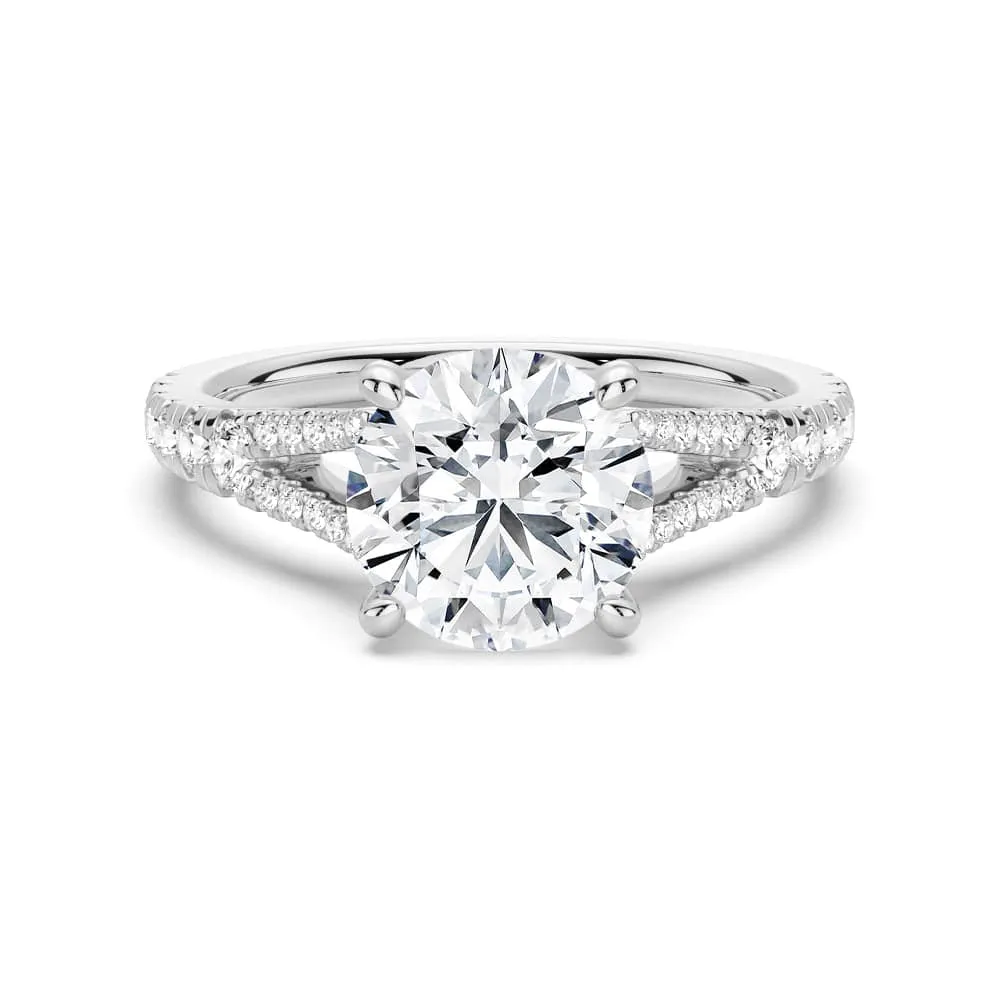 Round Cut Split Shank Moissanite Engagement Ring sold by MSBLUE Jewelry