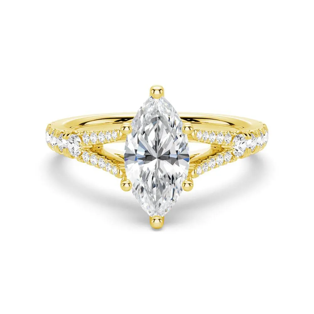 Marquise Cut Split Shank Moissanite Engagement Ring sold by MSBLUE Jewelry product image thumbnail 2