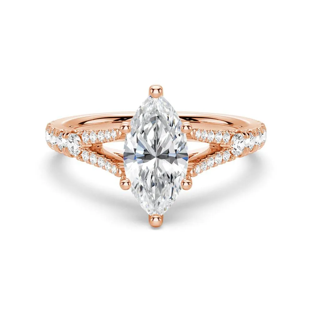 Marquise Cut Split Shank Moissanite Engagement Ring sold by MSBLUE Jewelry product image thumbnail 3