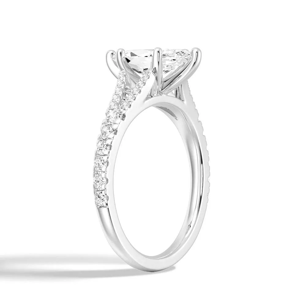 Marquise Cut Split Shank Moissanite Engagement Ring sold by MSBLUE Jewelry product image thumbnail 4