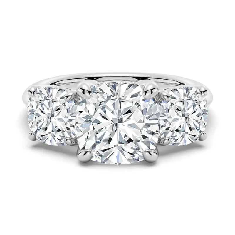 Cushion Cut Three Stone Moissanite Engagement Ring sold by MSBLUE Jewelry