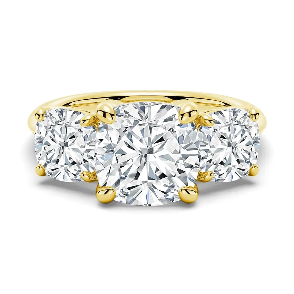 Cushion Cut Three Stone Moissanite Engagement Ring sold by MSBLUE Jewelry product image thumbnail 2