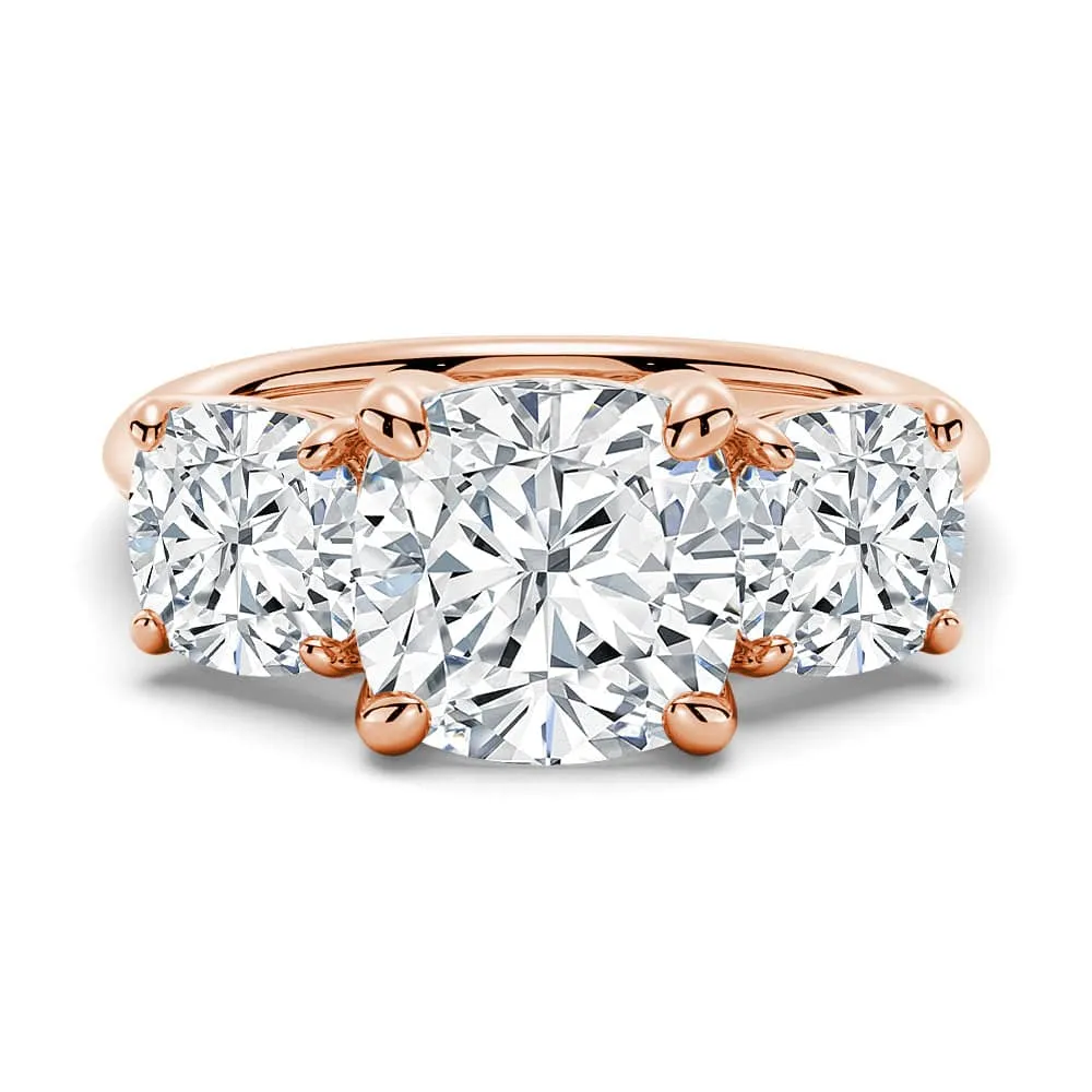 Cushion Cut Three Stone Moissanite Engagement Ring sold by MSBLUE Jewelry product image thumbnail 3