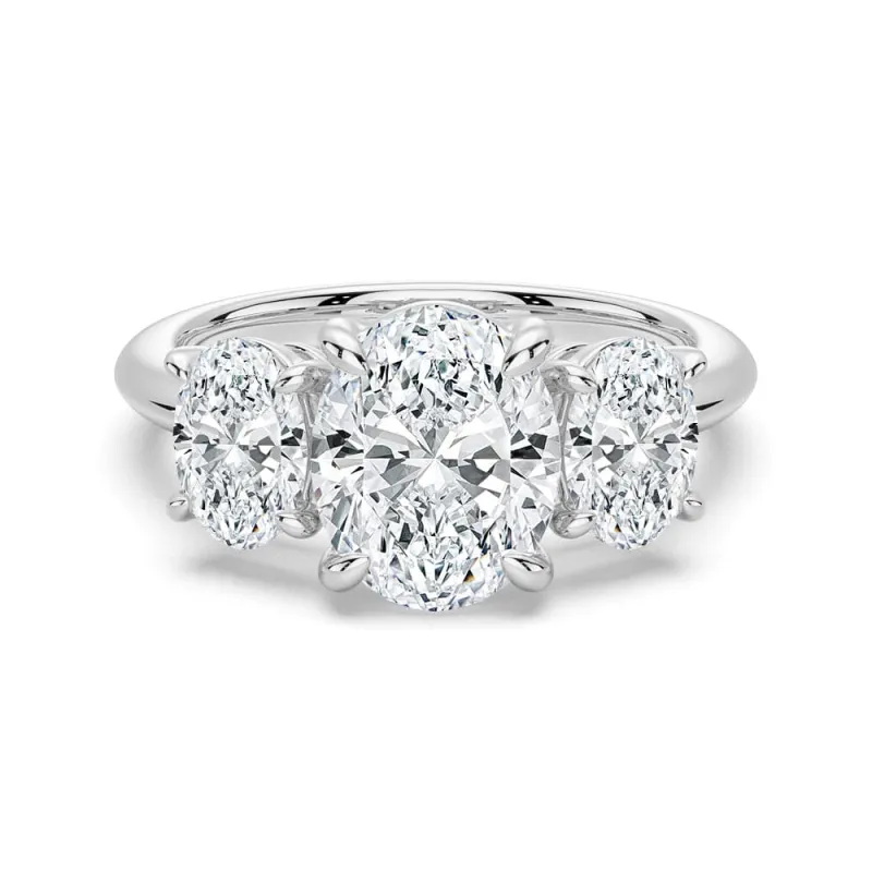 Oval Cut Three Stone Moissanite Engagement Ring sold by MSBLUE Jewelry