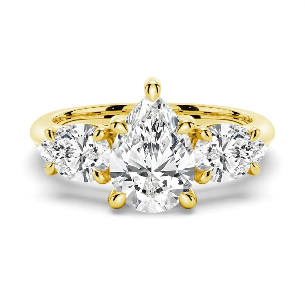 Pear Shaped Three Stone Moissanite Engagement Ring sold by MSBLUE Jewelry product image thumbnail 2