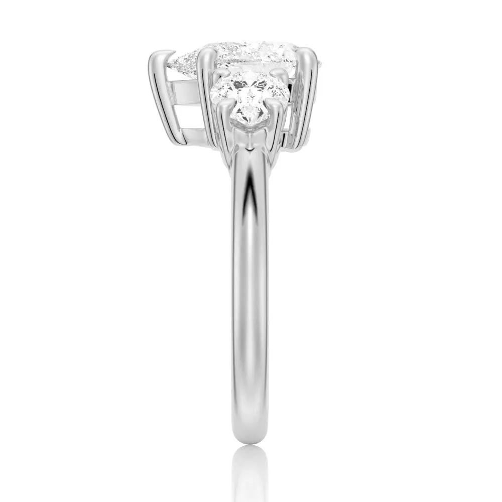 Pear Shaped Three Stone Moissanite Engagement Ring sold by MSBLUE Jewelry product image thumbnail 5