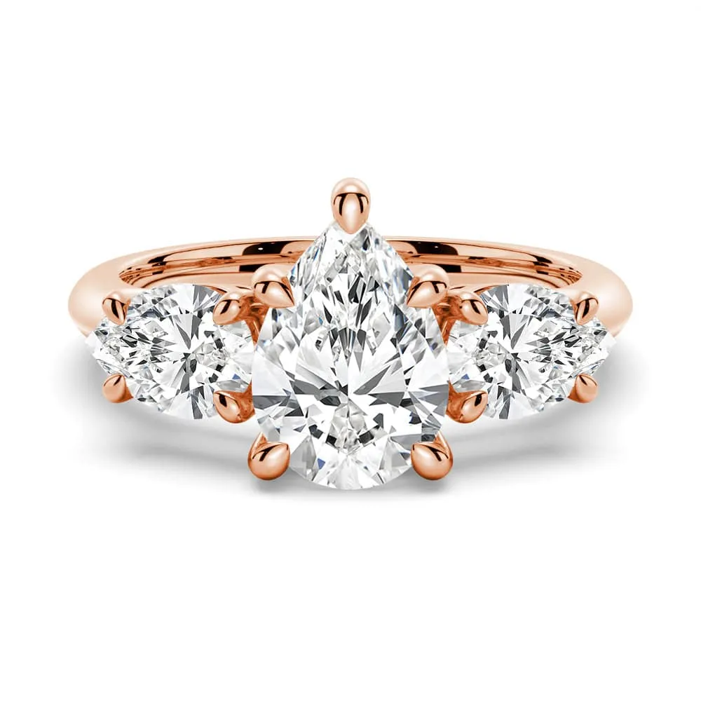 Pear Shaped Three Stone Moissanite Engagement Ring sold by MSBLUE Jewelry product image thumbnail 3